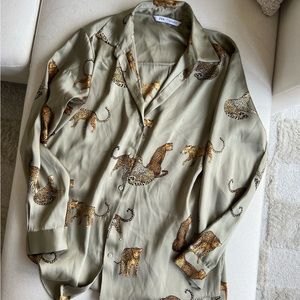 ZARA Satin tiger print shirt